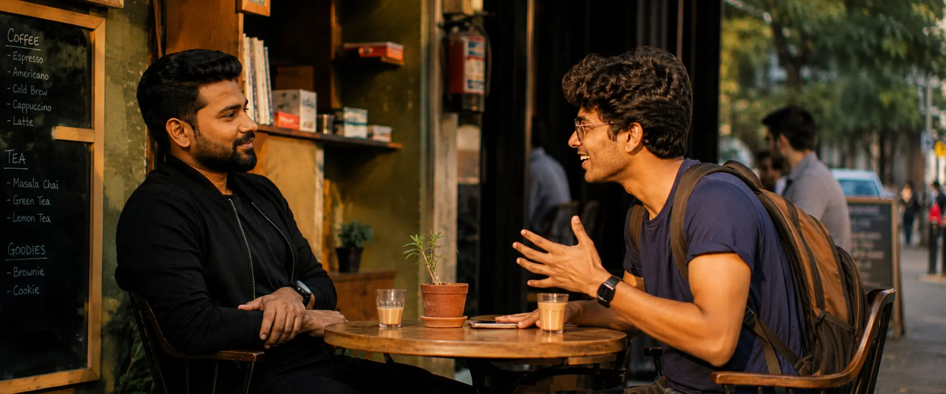 Creator and fan having a real conversation over chai